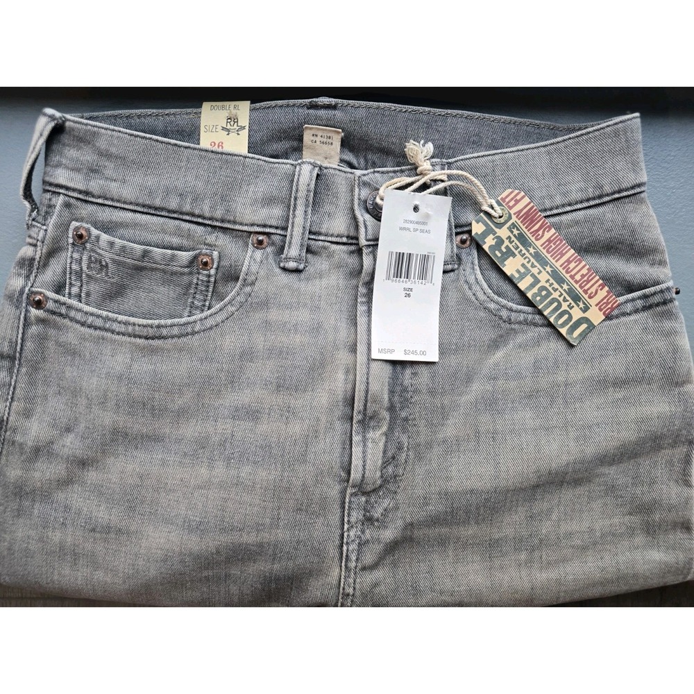 RRL Ralph Lauren Jeans 26 Womens Skinny Stretch Fit Slim Grey Classic New